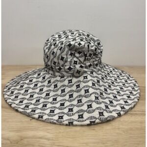 Badgley Mischka Womens Black White 16"‎ Wide Brim Sun Hat Bucket Hat Size OS #33